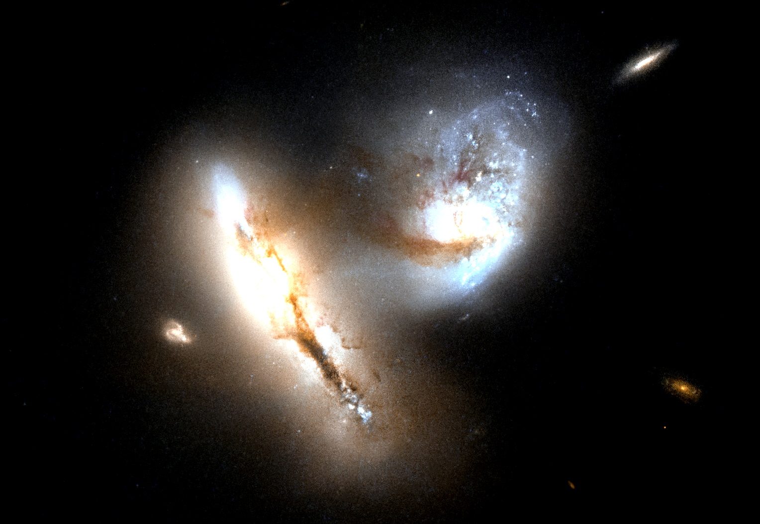Two galaxies colliding.